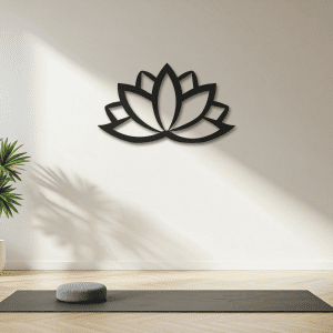 Metal Duvar Dekor Lotus Çiçeği Meditasyon Metal Tablo