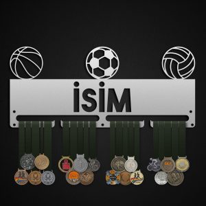 Kişiye Özel 3 Branşlı ve Kişiselleştirilebilir Yazı Madalya Askısı